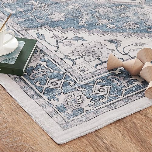 Miniatura 8 de jinchan Alfombra de área lavable de 3 x 5, tribal, alfombra pequeña, resistente a las manchas, alfombra bohemia envejecida, alfombra suave de lana