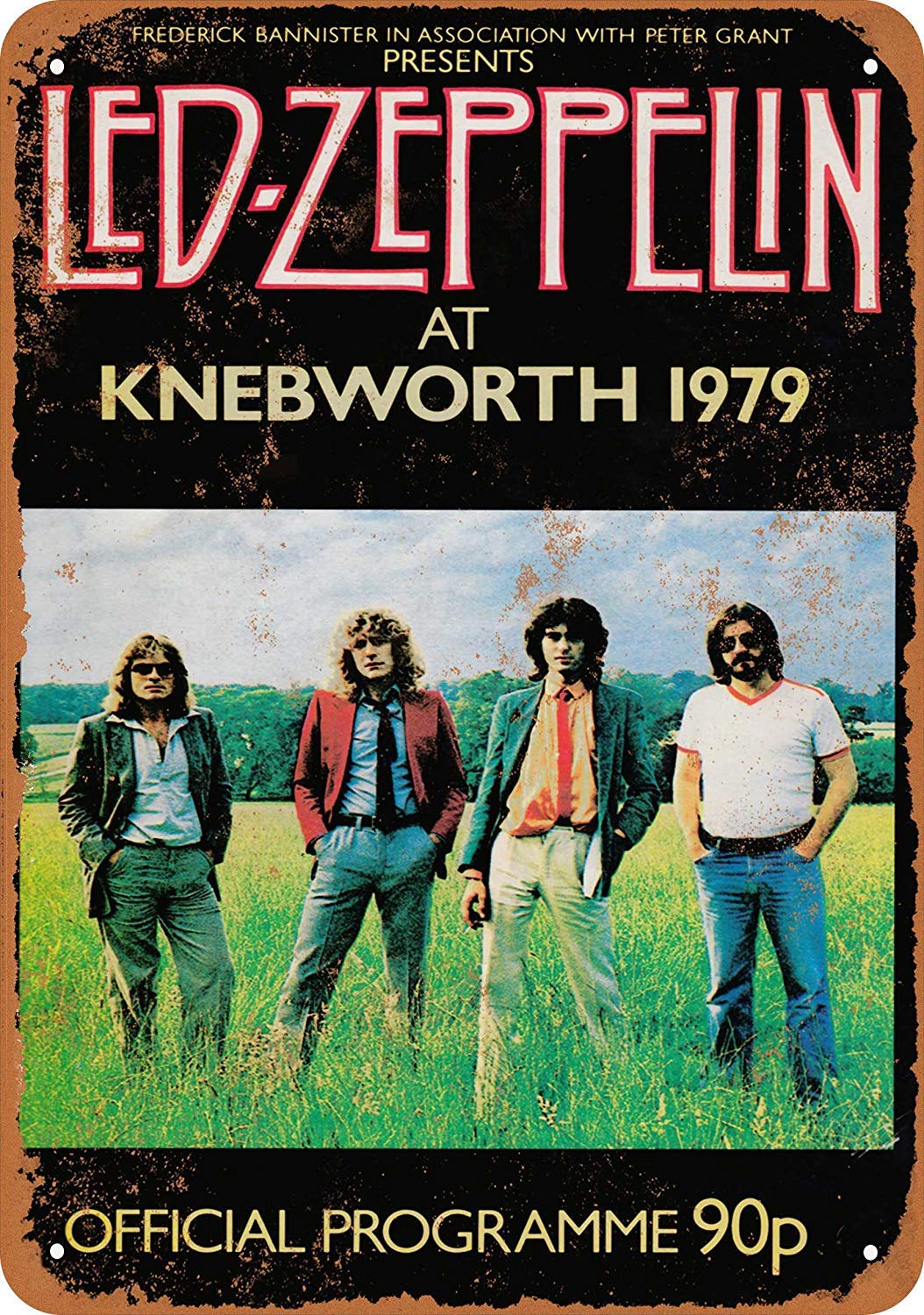 Yelacecca Metal Tin Sign 8X12 Inches 1979 Led Zeppelin At Knebworth Vintage Look Reproduction Metal Sign