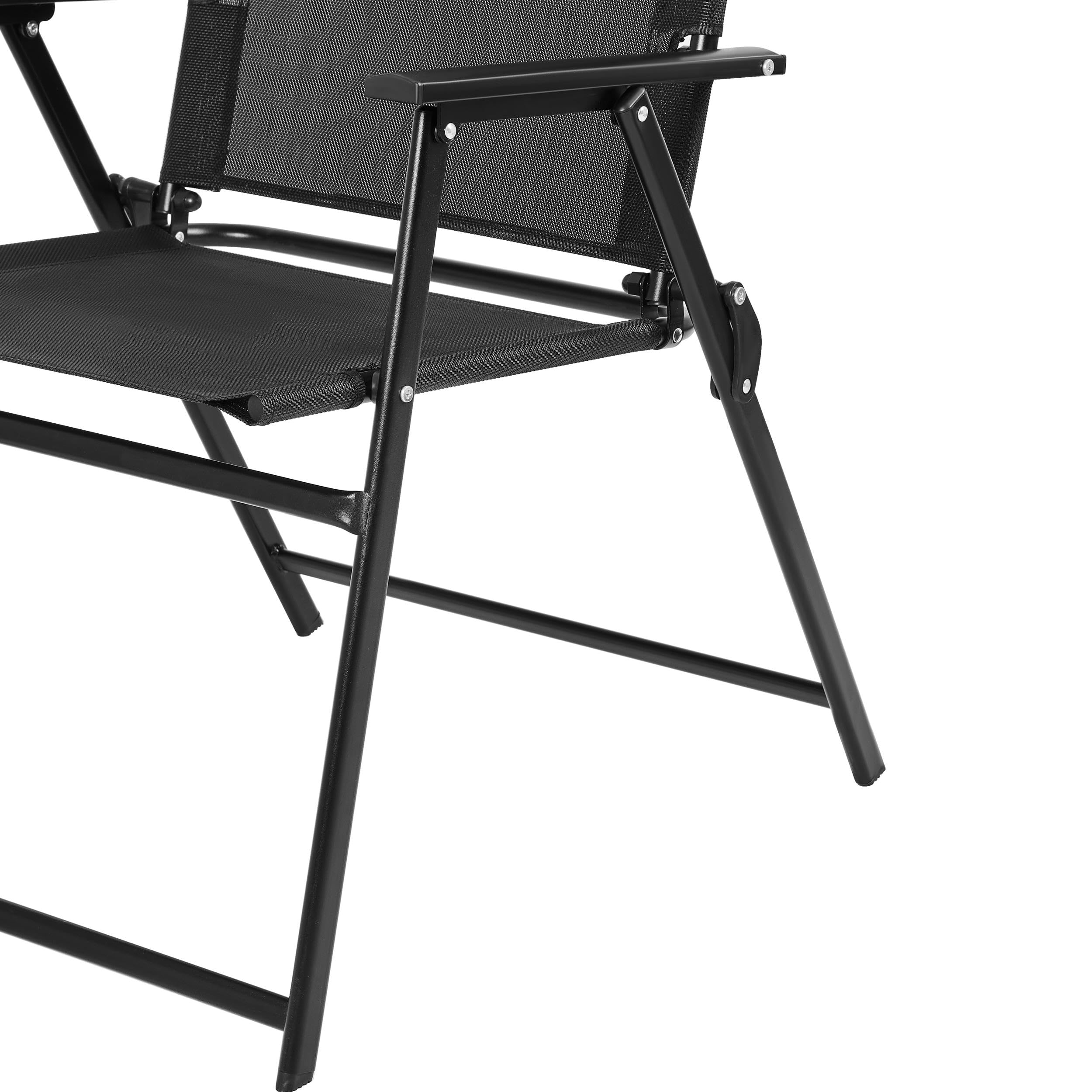 Yaheetech Set 2 Sedie da Giardino Pieghevoli con Braccioli Telaio in Metallo Seduta in Tessuto Portata 100 kg Nero