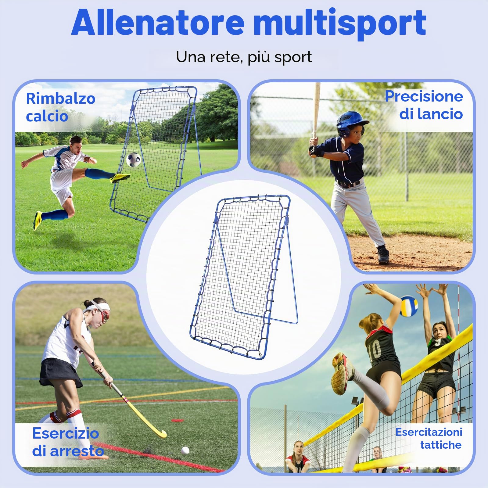 Portatile Rete Pallavolo da Giardino, Porta da Calcio 7×4 Ft, Rimbalzatore Pallavolo Regolabile in Altezza, Allenamento Calcio Accessori, Rete Rimbalzo per Badminton e Tennis