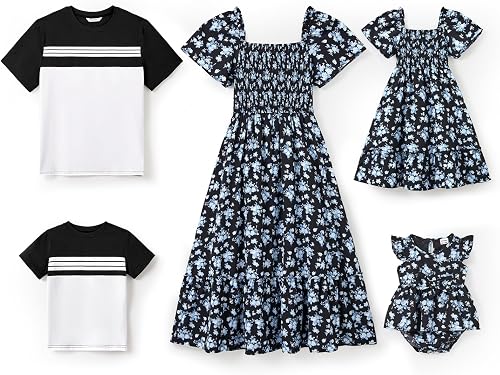 PATPAT Tropical Family Suits - Vestidos Florales para Mujer y NiñA, Camisetas de