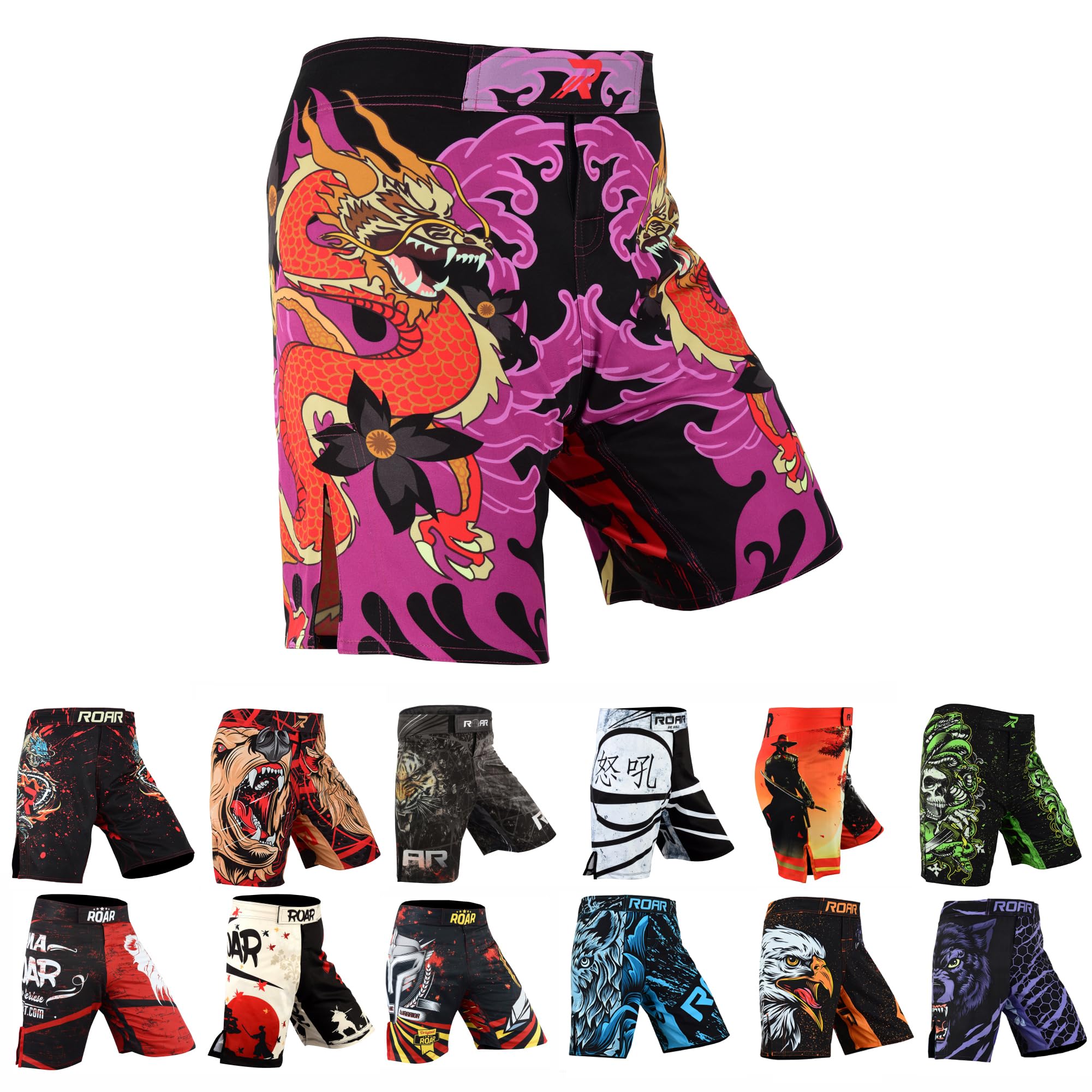 ROAR-INT MMA Fight Shorts Grappling Kickboxing Muay Thai Shorts BJJ Gym Training Running Athletic Wrestling Shorts
