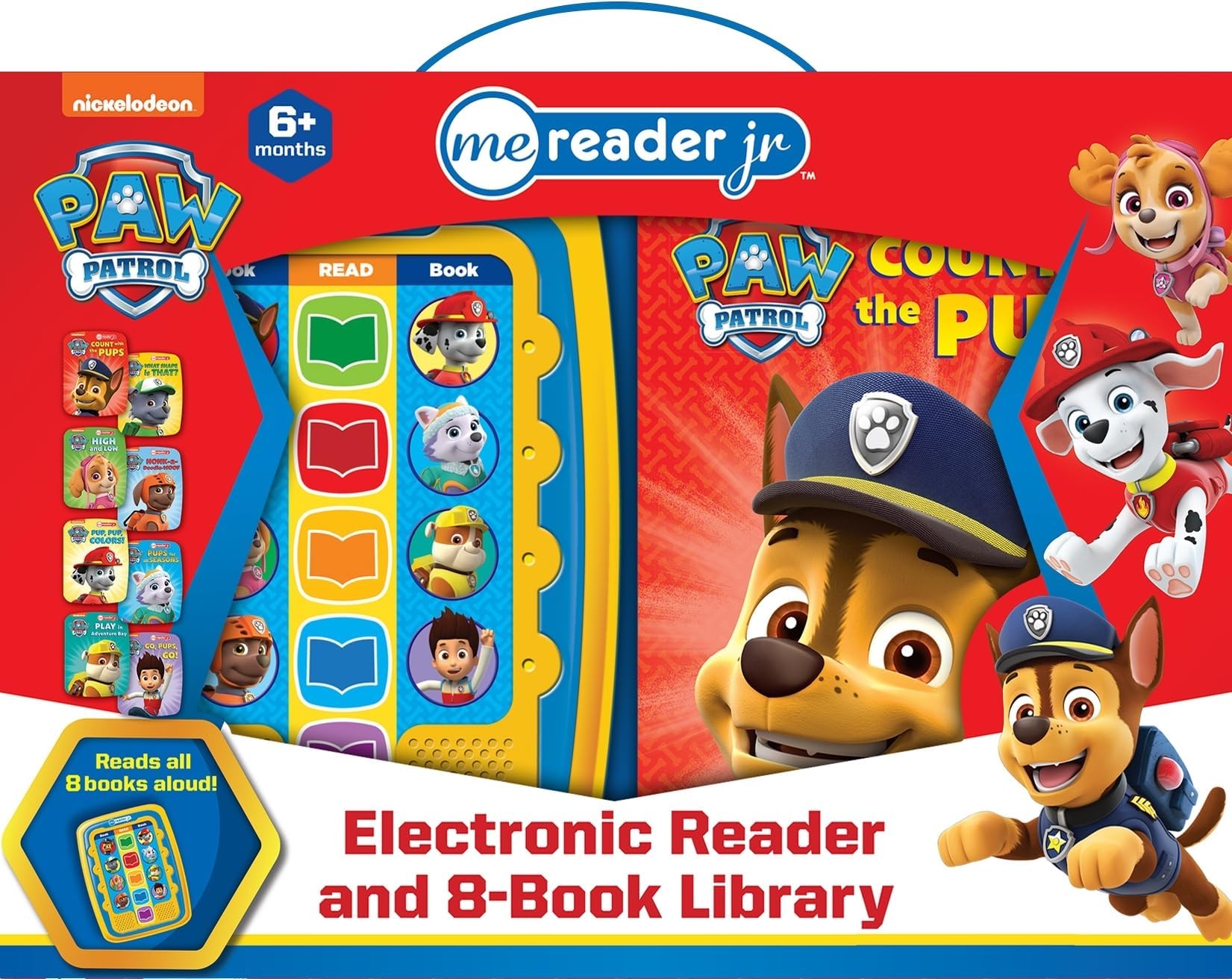 PI KIDS Nickelodeon - Paw Patrol Electronic Me Reader Jr. and 8 Sound Book Library