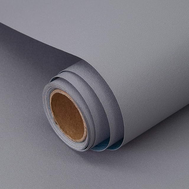 Sticky Back Plastic Grey Self Adhesive Paper 40X300cm Peel and Stick Wallpaper Vinyl Film Roll Covering Wardrobes Drawers Doors Bedroom Living Room Removable DIY Refurbished Furniture Stickers