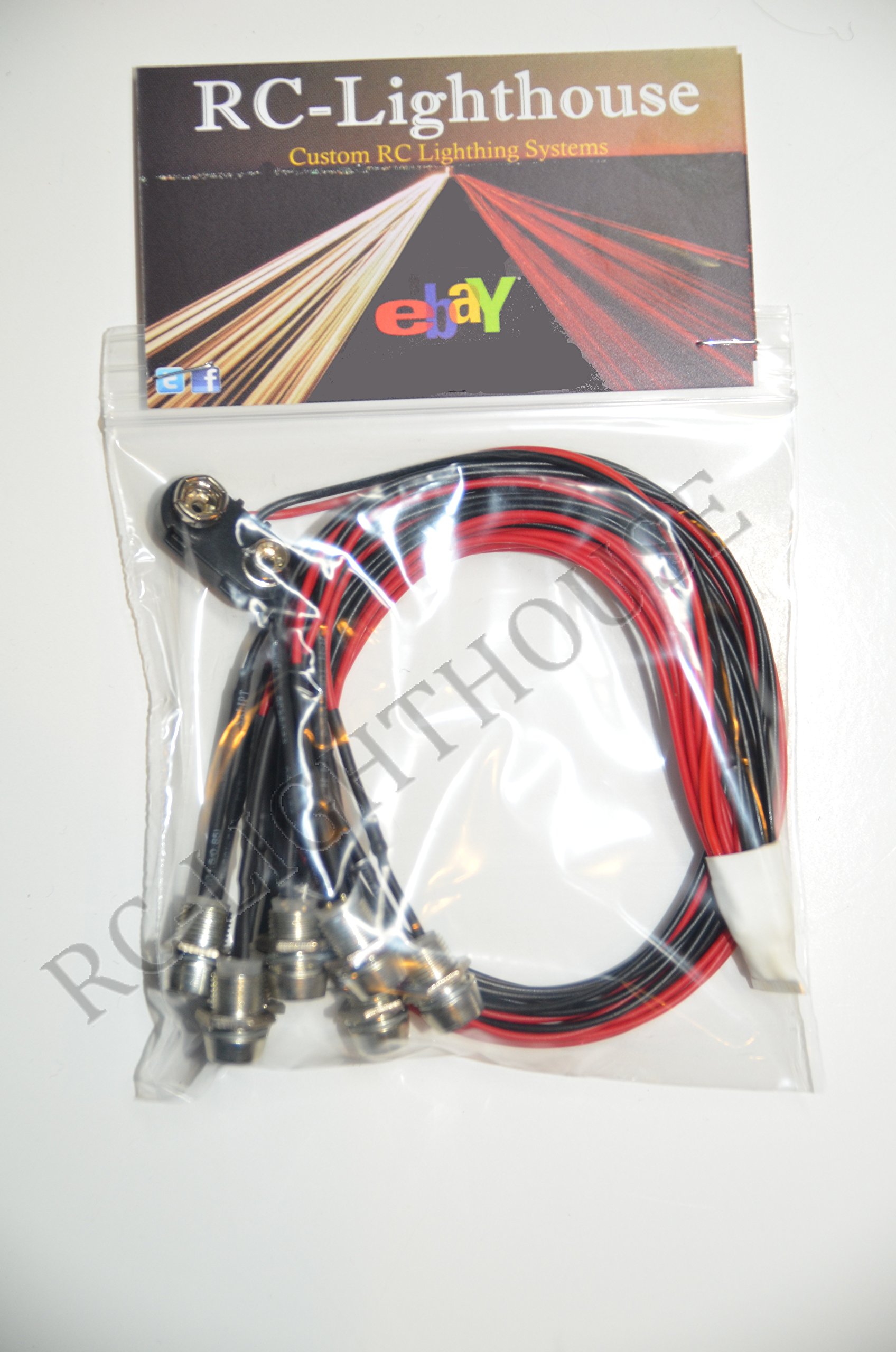 Set De 4 Luces LED Para Coche RC 1/10 - 2 Faros Blancos + 2 Traseros Rojos, Universal