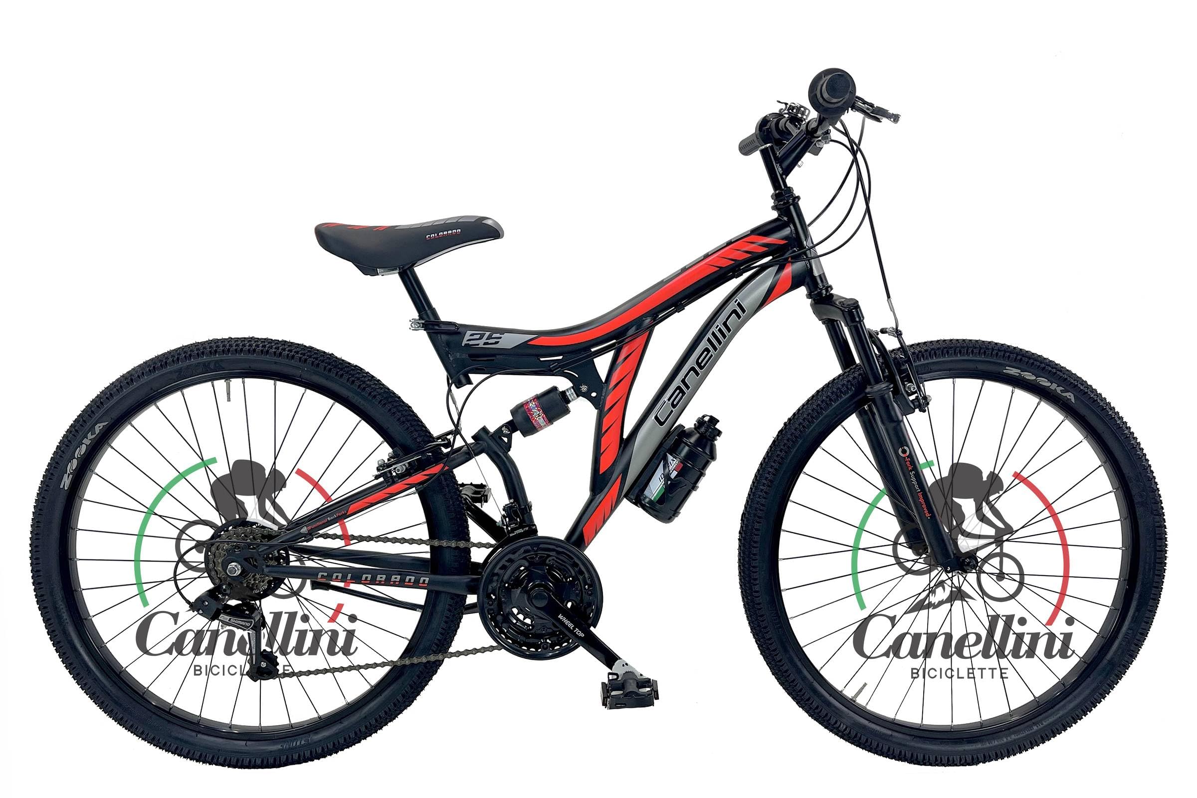 Bicicletta Bambino MTB FULL SUSPENSION 26 COLORADO - Ruote 26" (NERO/ROSSO)