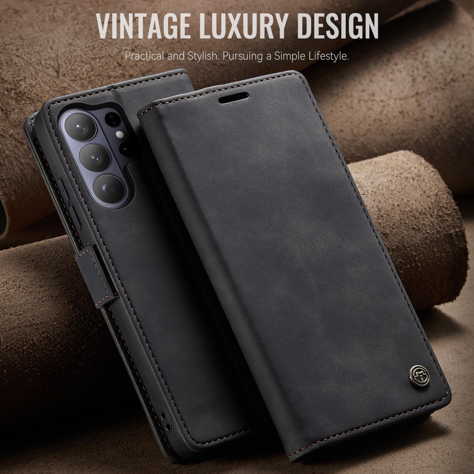 Cover per Samsung Galaxy S26 Ultra 5G, Premium PU Pelle Custodia, Magnetica Carta Fessura Portafoglio Case, Flip Cavalletto Custodia per Samsung Galaxy S26 Ultra - Nero