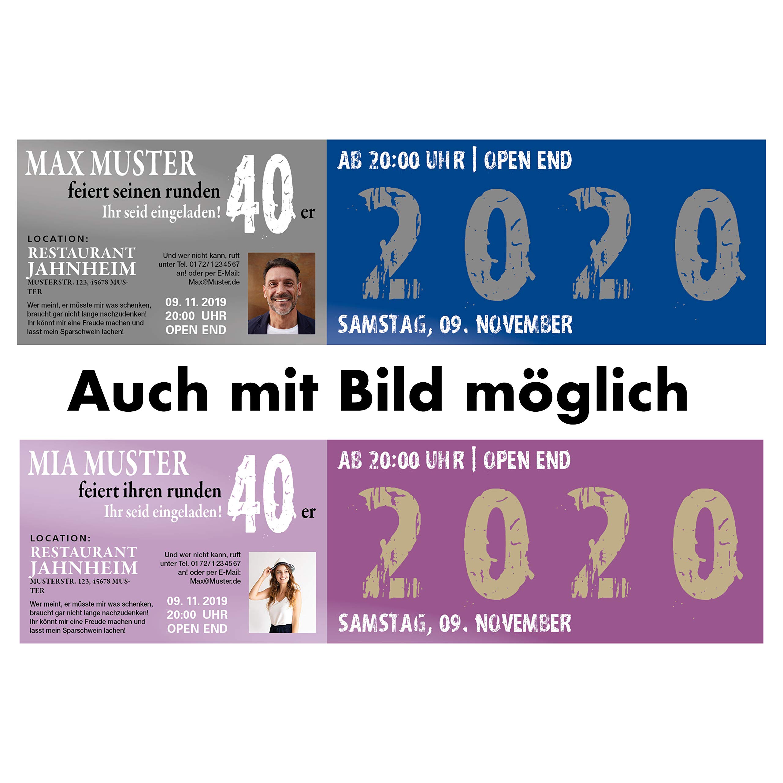 Runde Geburtstagseinladungskarten '40 Jahre' – Zeitsprung-Design In Grün-Gelb, 10 Stück, Personalisierbar Mit Eigenem Text