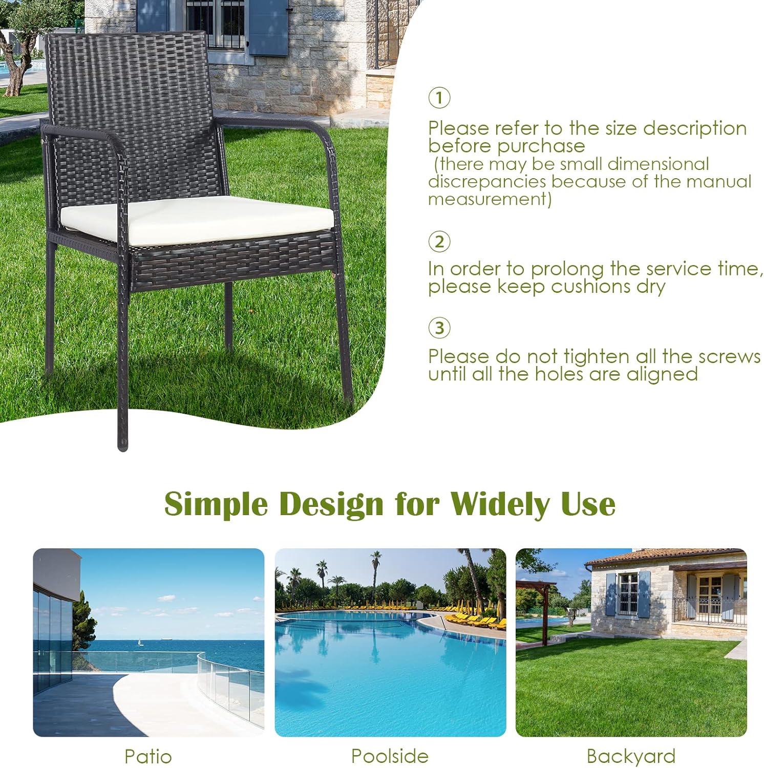 Tangkula 4-Piece Patio Rattan Dining Chairs, Patiojoy Outdoor Wicker Dining Chairs with Padded Sponge Cushion, High Back Curved Armrests, Ideal for Garden Poolside Lawn Backyard (Brown)