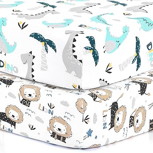 Pack n Play Sheets BROLEX - Juego de 2 sábanas para cuna, juego de sábanas elásticas y portátiles para cuna, funda de colchón convertible, material