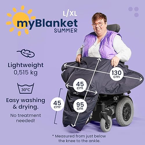 Miniatura 6 de MyBlanket Summer - Silla de ruedas ligera y compacta, acogedora con forro de algodón ligero, resistente al viento y al agua, permanece sentado,