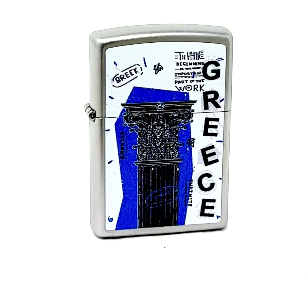 Encendedor Zippo Antique Column Satin Chrome miniatura 7