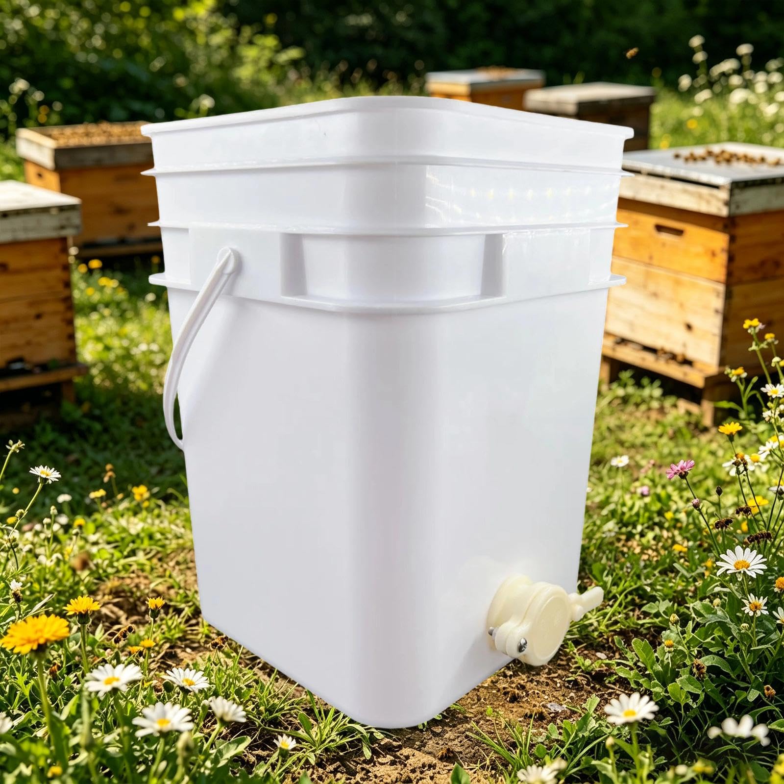 Sharplace Seau de Remplissage de Miel, Seau à Miel avec Robinet et Couvercle Porte, Extracteur de Miel, Fournitures de Qualité Supérieure, pour l'apiculture, 20l