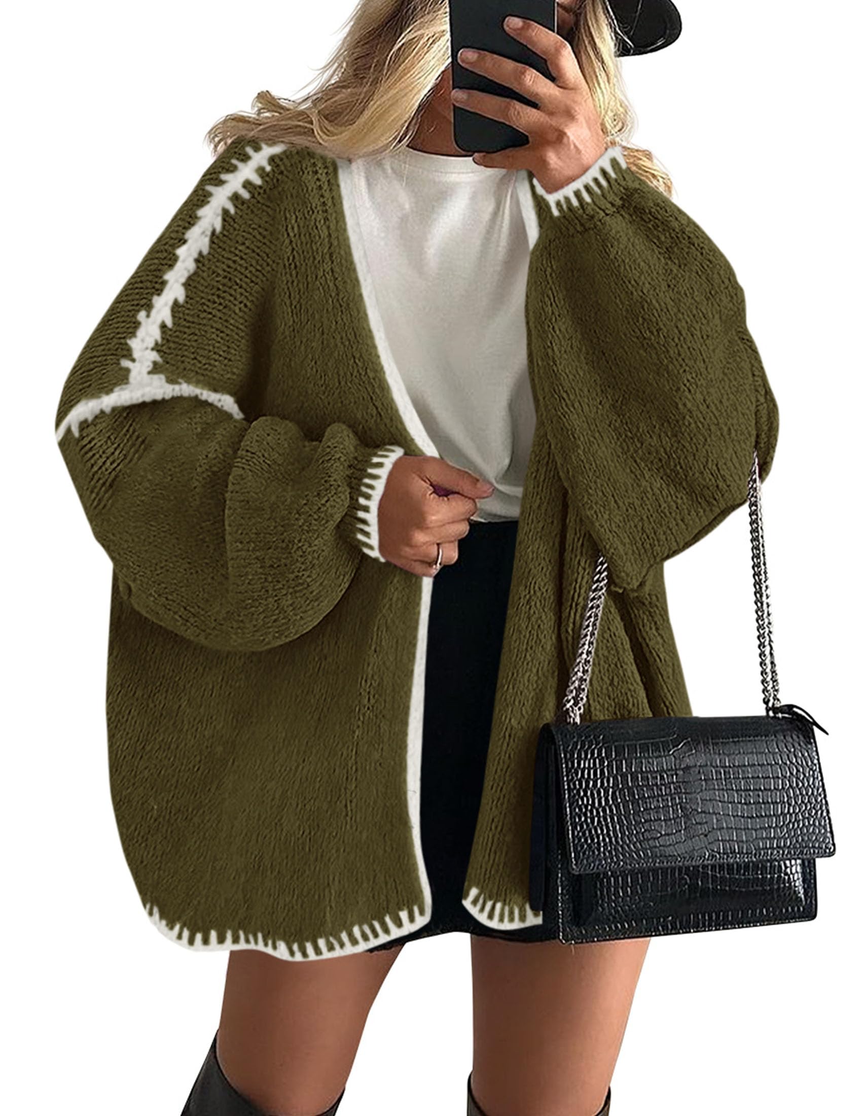 PRETTYGARDEN Womens Open Front Oversized Cardigan Sweaters