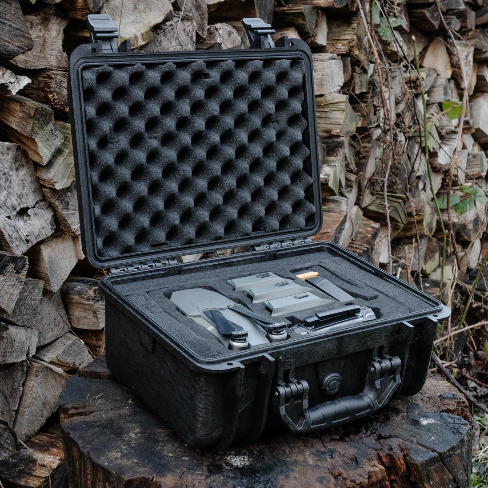 OpTacs Hartschalenkoffer wasserdicht für Pistolen und Zubehör 41x34,2x20,4cm – Stoßfest, Staubdicht, mit anpassbarem Rasterschaumstoff, abschließbar, ideal für Kurzwaffen