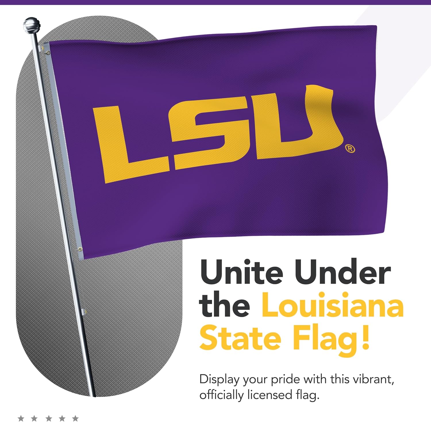 LSU Tigers College Sports Printed Flag - NCAA Licensed - Nylon - School Banner (Purple, Yellow) (4' x 6')