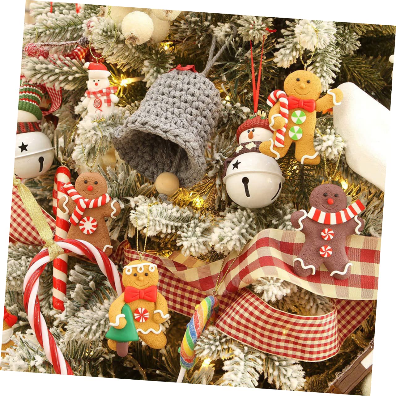 Cabilock 24 Piezas Adornos Colgantes para Árbol de Navidad PVC con Diseño de Hombre de Jengibre para Decoración Festiva