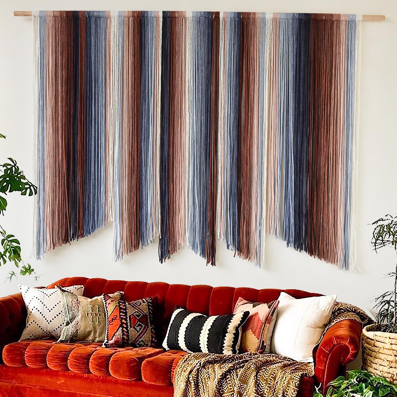 Macrame Wall Hanging Dip Dyed Large Yarn Wall Art Boho Home Decor 57"W*35"L