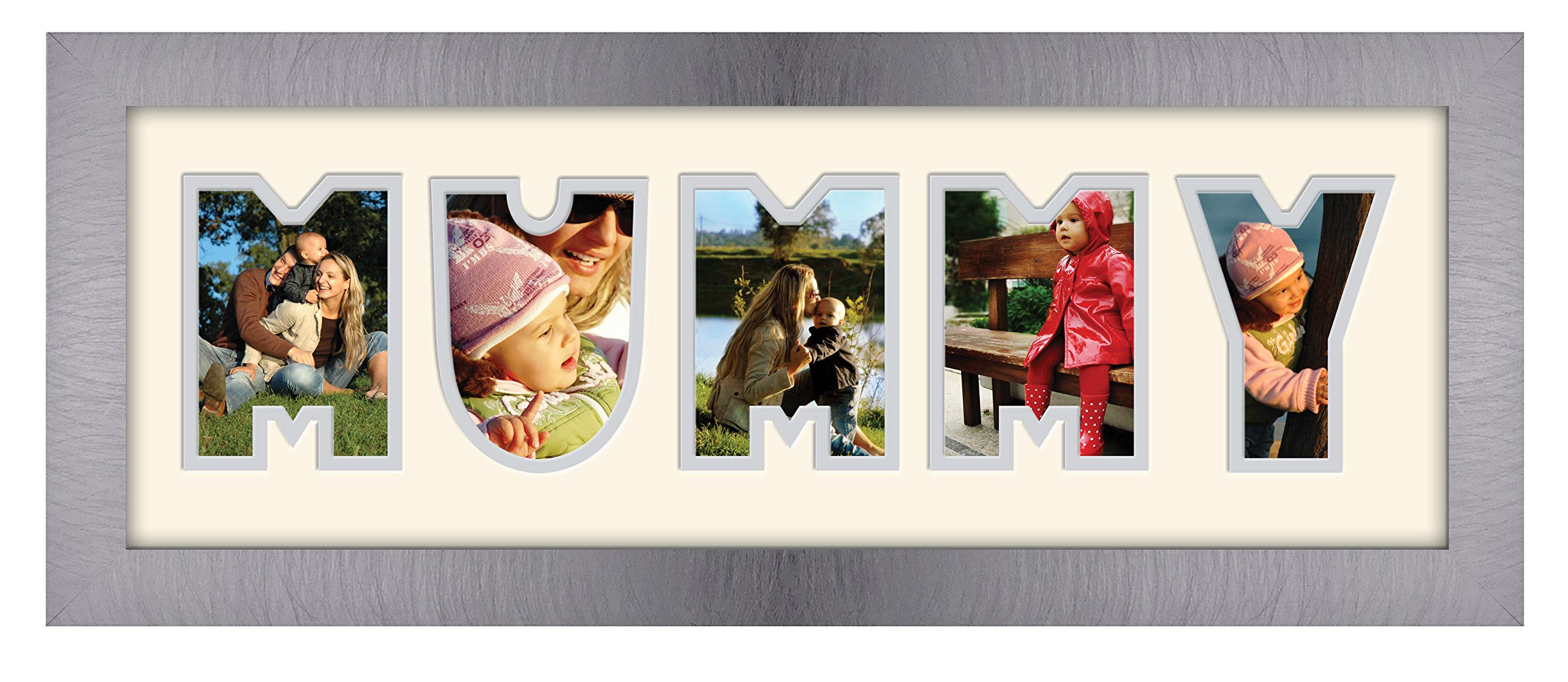 Photos In A Word Silver Mummy Photo Frame Word Frame Brushed Finish 30A Birthday Picture Gift Present