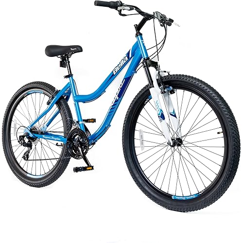 Action Wheels 27.5in Regent Bella Women's Front Suspension Mountain Bike - Adjustable Seat & Handlebars, Multi-Speed, Alloy Steel Frame, Light Blue