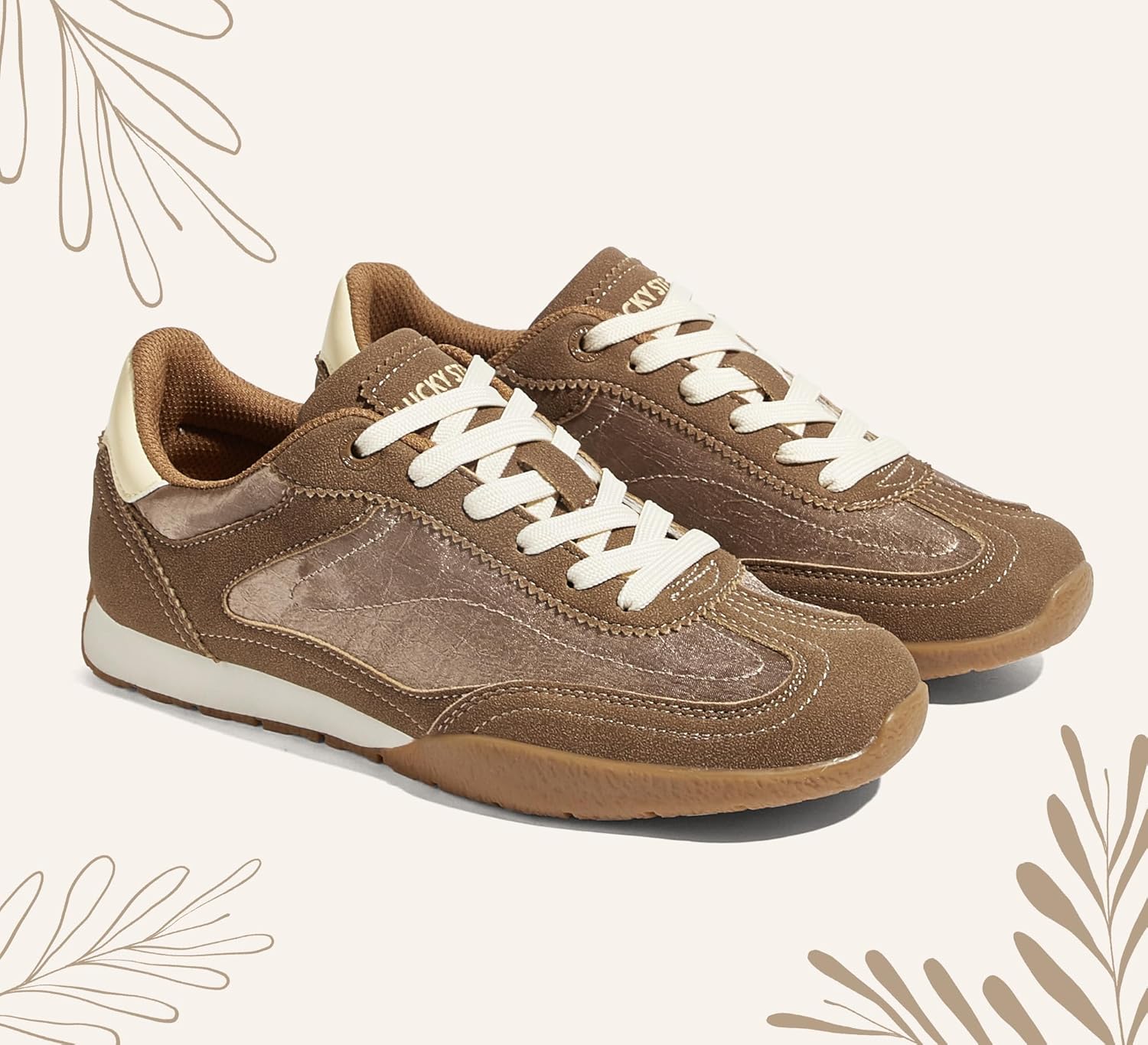 LUCKY STEP Women's Retro Casual Fashion Sneakers Classic Anti-Slip Neutral Walking Shoes Stylish Trainers Tennis Trendy Footwear