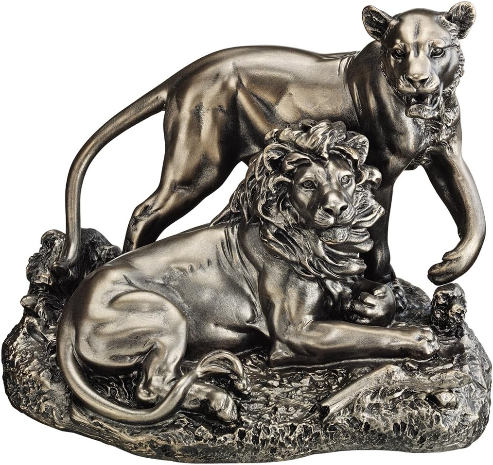 Design Toscano KY50094 Lion and Lioness Pride of Place Animal Statue, Bronze
