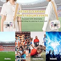 Vista 10 de KETIEE Bolso cruzado transparente, aprobado para estadios, para conciertos, eventos deportivos, festivales