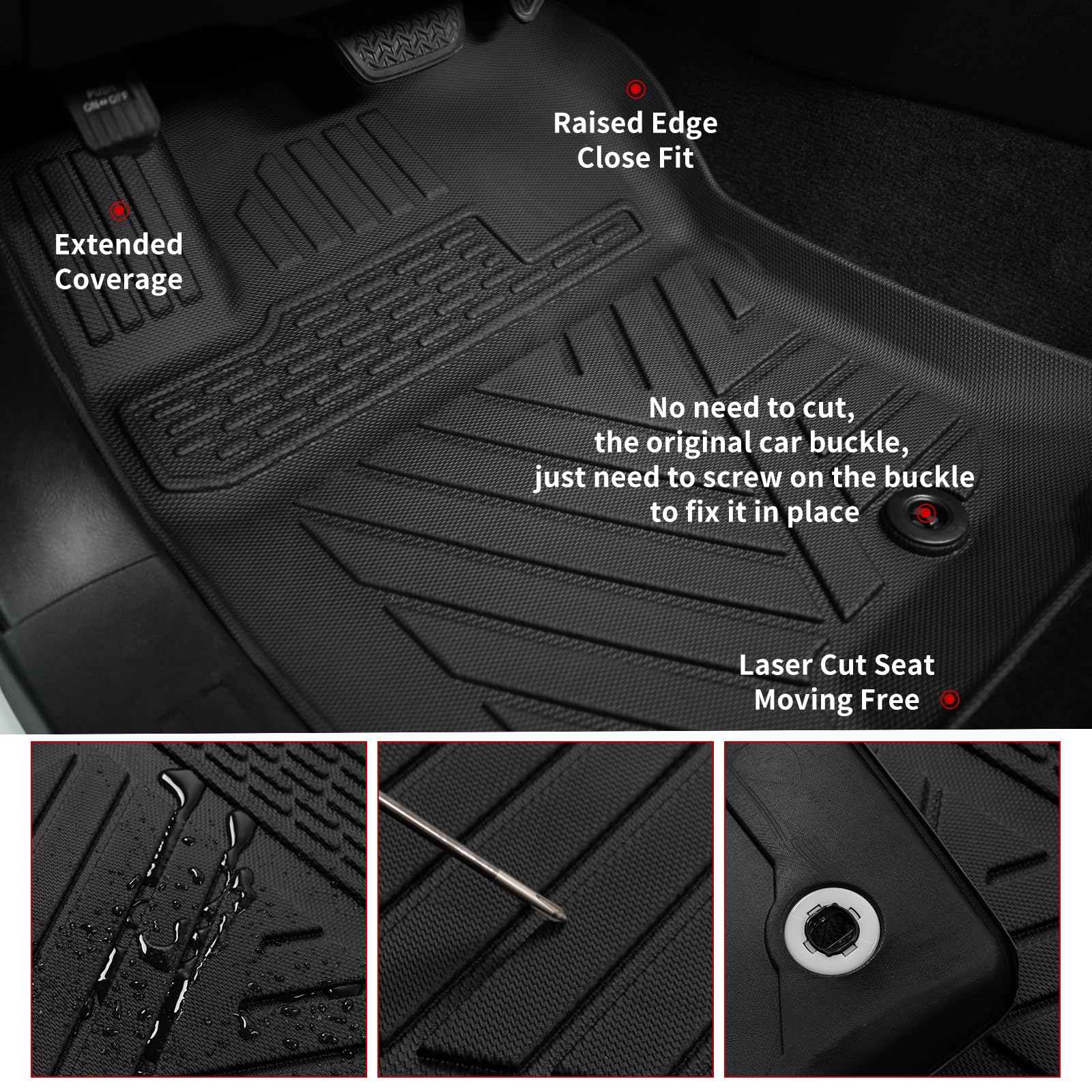 Thinzyou Floor Mats Compatible with 2013-2023 Toyota 4 Runner 7 Seat Trunk Mat Cargo Liner Back Seat Protectors 2022 4Runner Accessories (Fit 7 Seat, Floor Mats+Cargo Mat+3rd Row Backrest Mats)