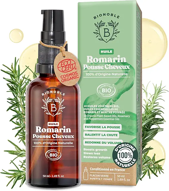 Huile de Romarin Bio pour Bain d'Huile Cheveux - Pousse & Anti-Chute - 50ml