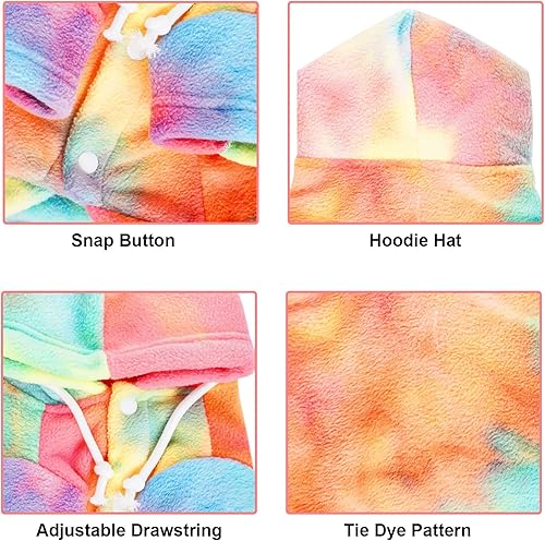 Miniatura 3 de Rbenxia Sudadera con capucha para perros con teñido anudado, sudadera de forro polar suave para cachorros y gatos pequeños (multicolor, L)