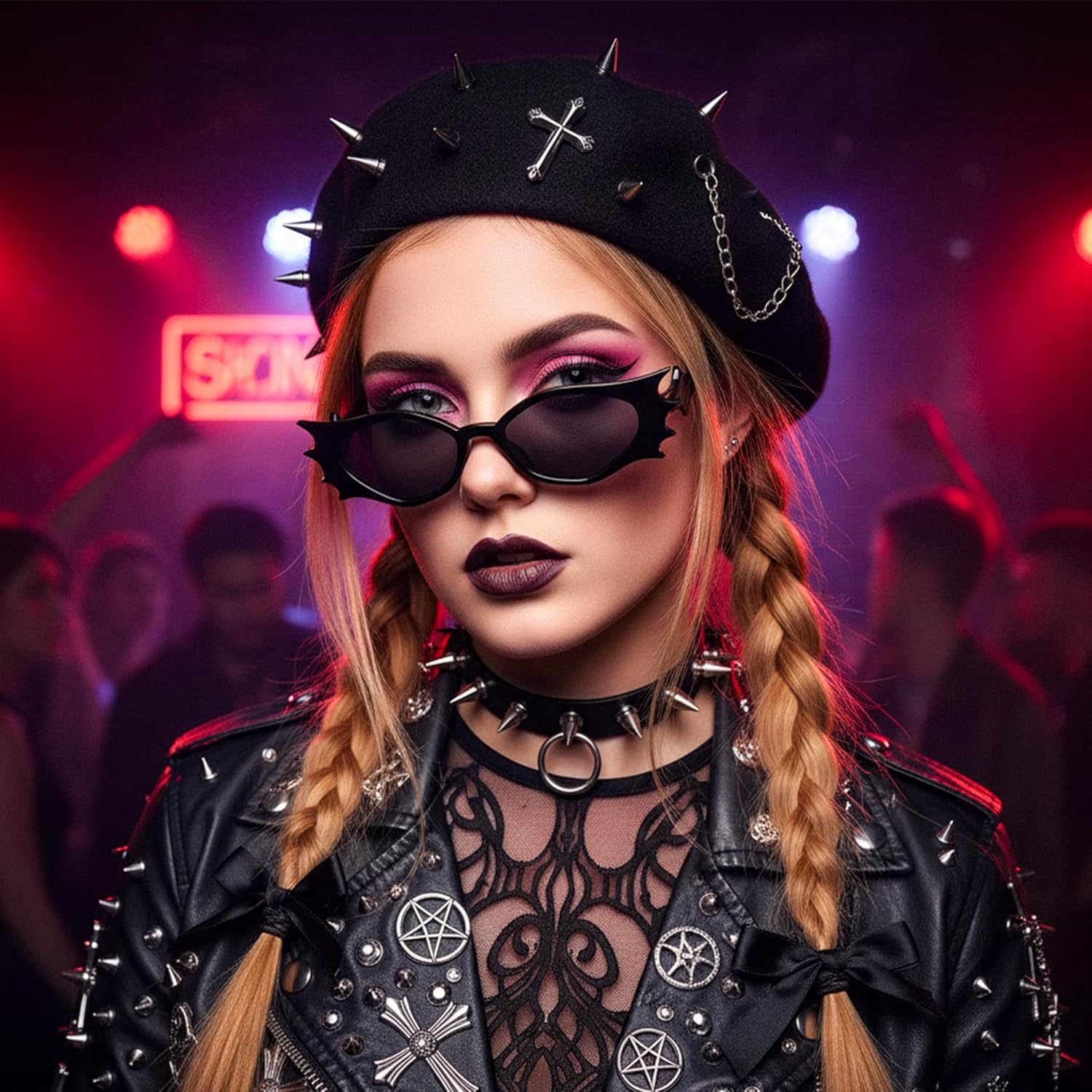 FEISEDY Women Men Kids Funny Sunglasses, Butterfly Shaped Bat Shades for Family Halloween and Party B4188 - Image 2