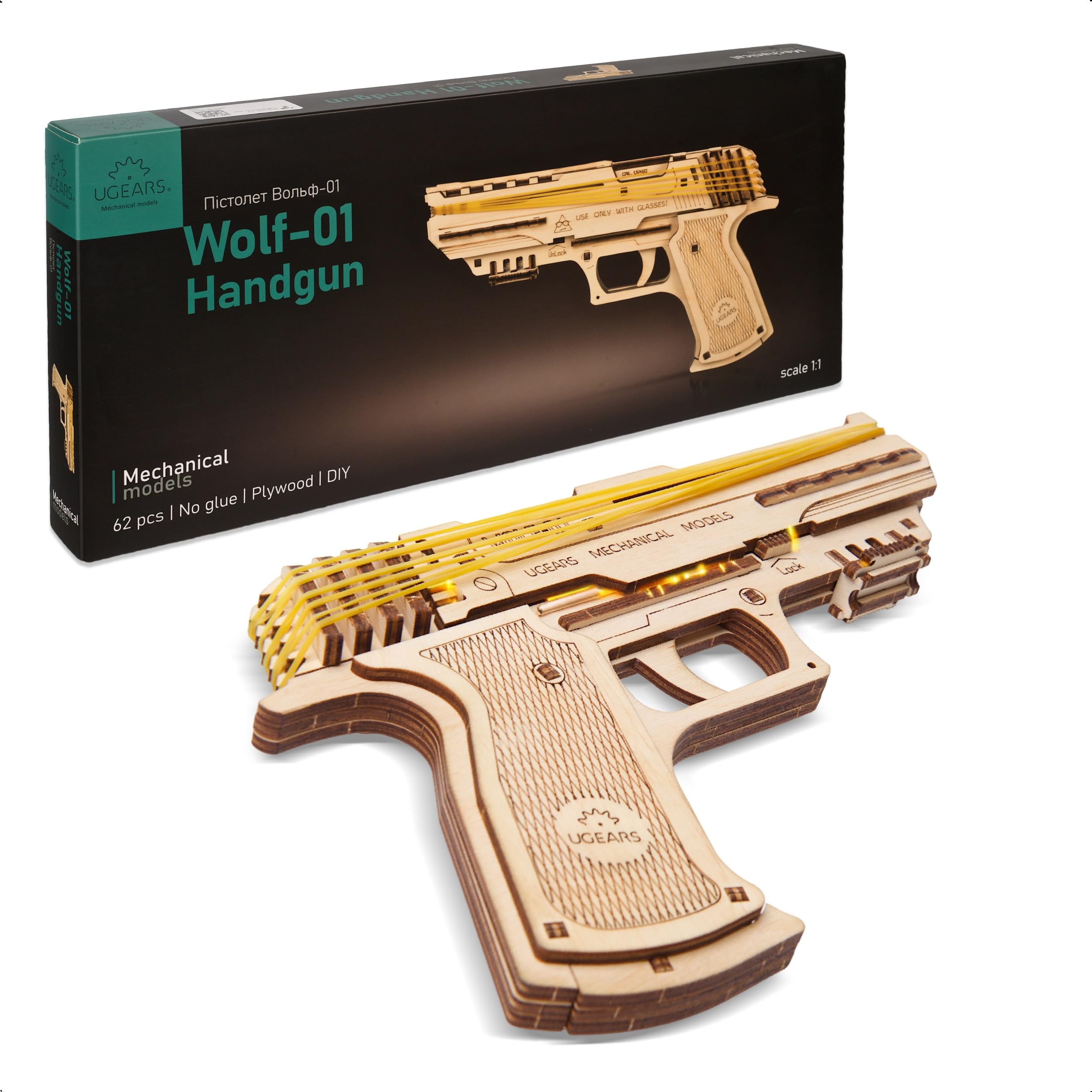 UGEARS Modelli Puzzle 3D in legno - Pistola meccanica con elastico Wolf-01 acquista in modo economico - spedizione gratuita, recensioni reali con foto