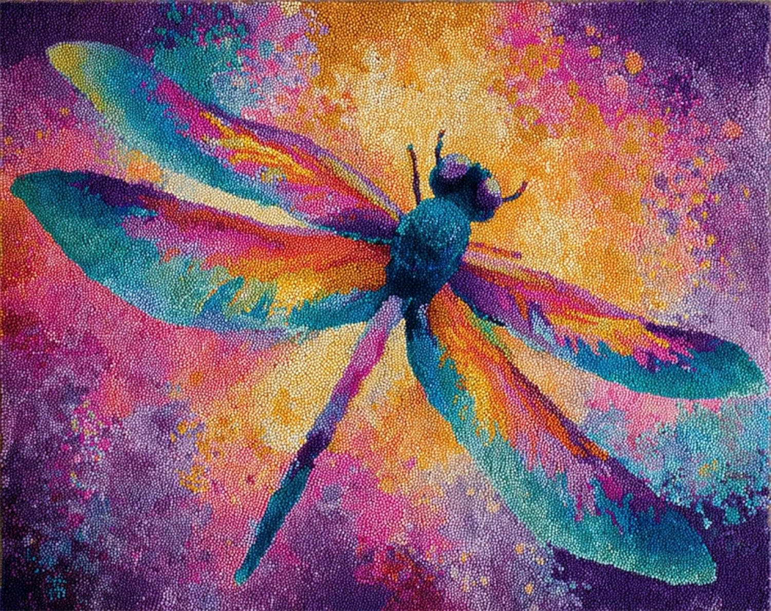Henypt DIY Latch Hook Rug Kits Colorful Dragonfly 52x38cm