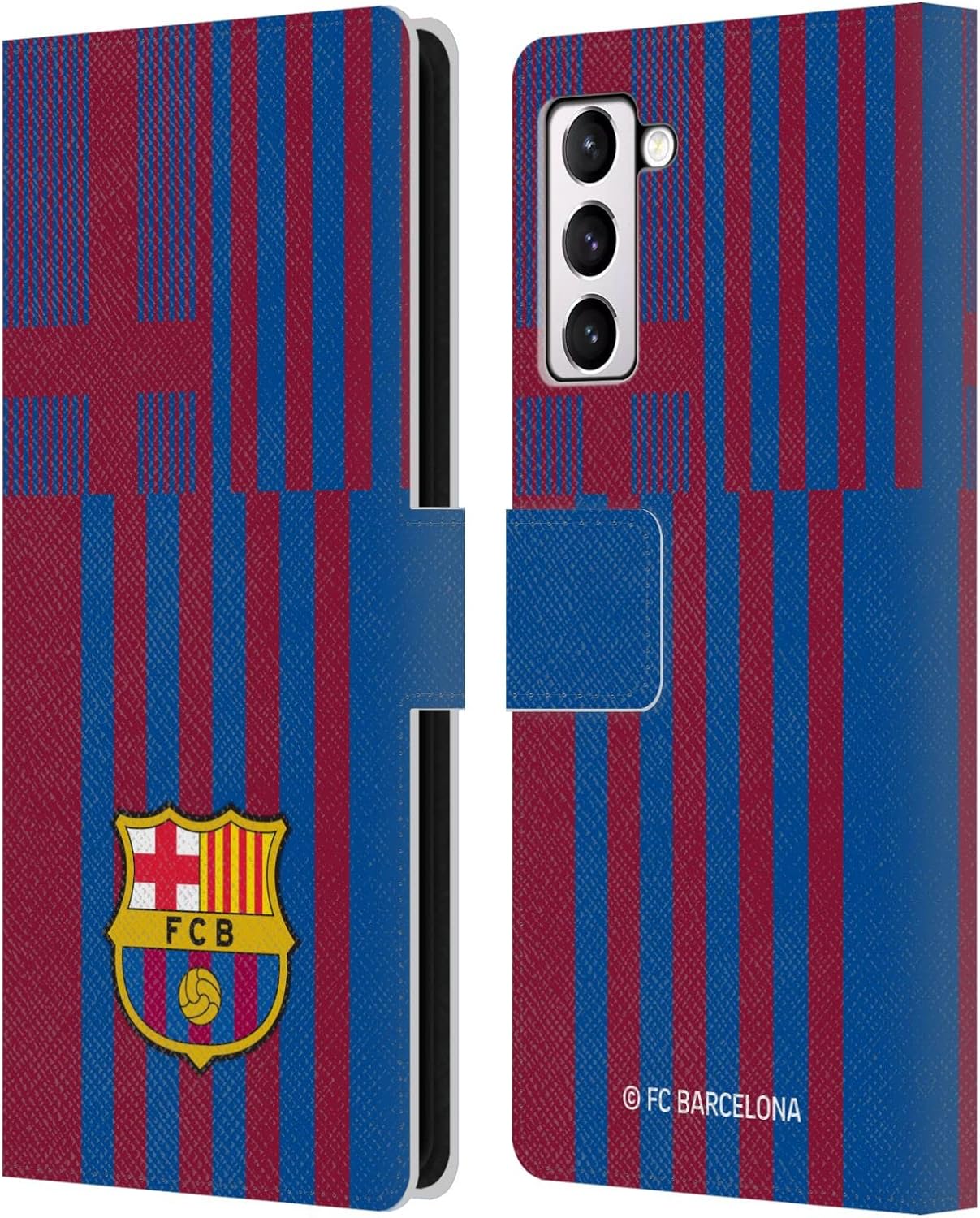Head Case Designs Officially Licensed FC Barcelona Home 2021/22 Crest KIT Leather Wallet Case Compatible with Samsung Galaxy S21+ 5G