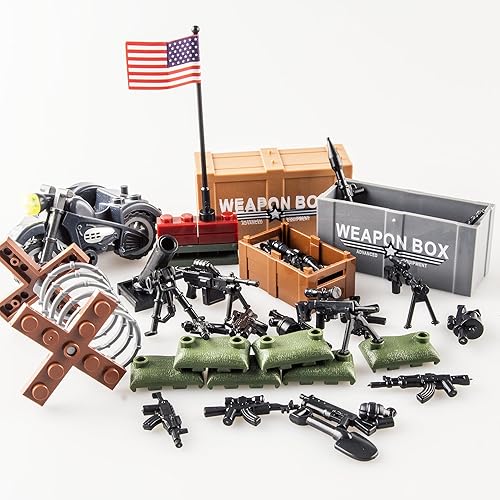 Miniatura 20 de Juego de 63 piezas de armas militares, accesorios de fuerzas especiales del Reino Unido, juguetes de armas, equipo militar, bloques de batalla
