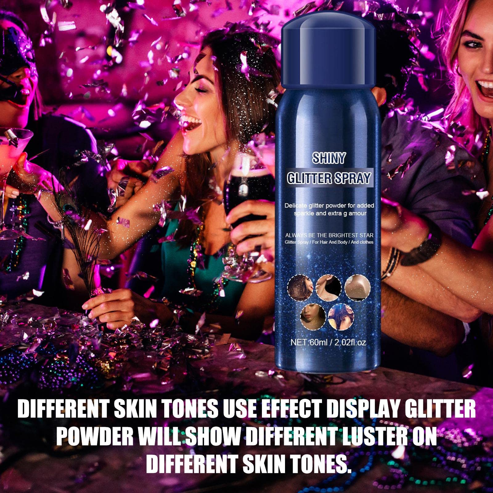 Aswadh Hair Body Glitter Spray Non Greasy Long Lasting for Party Clothes Halloween