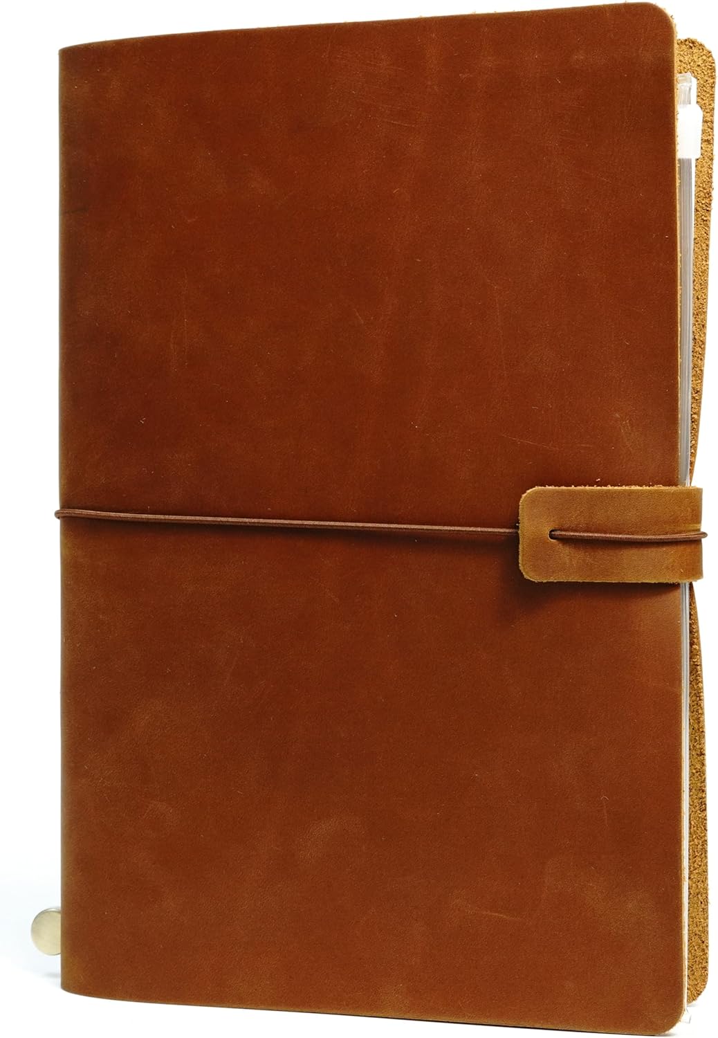A5 Leather Journal Writing Notebook Vintage Full Grain Leather Bound Daily Notepad for Men Women Gifts Refillable Travelers Notebook, Brown