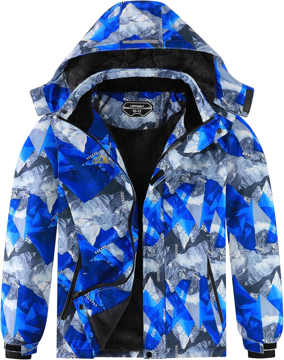 Boy's Waterproof Ski Jacket Warm Winter Snow Coat Kids Fleece Snowboarding Jackets Thick Hooded Windproof Coats