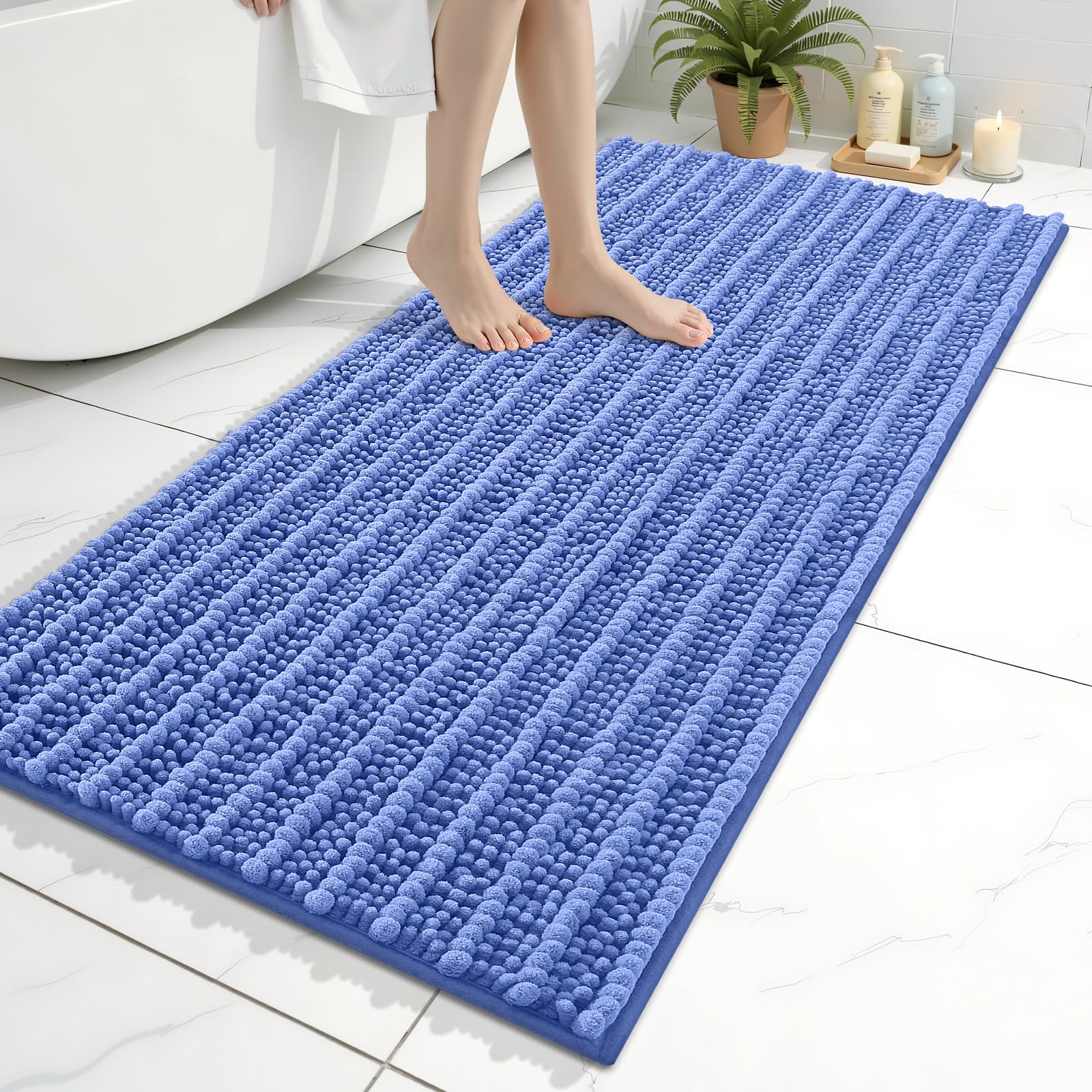 Arotive Bathroom Rugs Mat 47x24, Soft Absorbent Chenille Shaggy Bath Mat