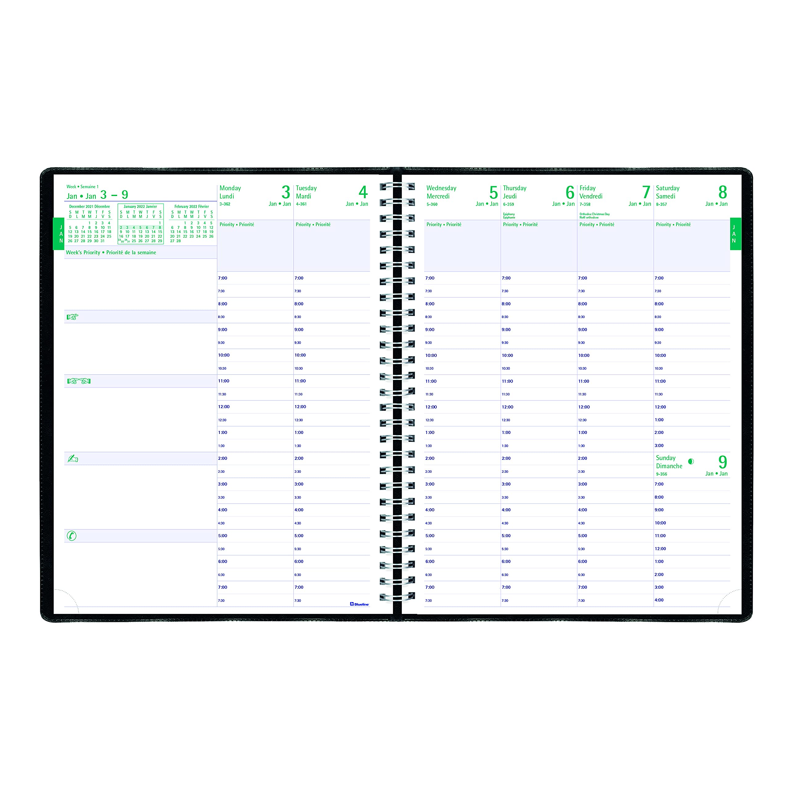 13 Month Planner Blueline 2026 Essential 12-Month Daily Planner - 2-Day ...