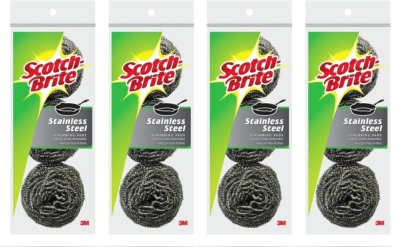 Scotch-Brite Stainless Steel Scouring Pad,3 Count (Pack of 4)