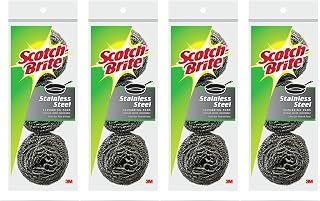 Scotch-Brite Stainless Steel Scouring Pad,3 Count (Pack of 4)