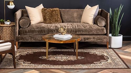 Miniatura 3 de Unique Loom Reza Collection- Alfombra, Polipropileno, Marrón