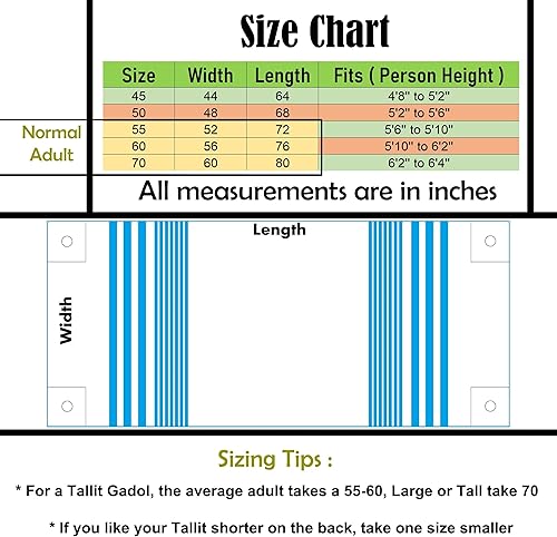 Miniatura 4 de Chal de oración tallit de tamaño completo, certificado Kosher, bendición en el cuello. Diseño y fabricado en Israel.