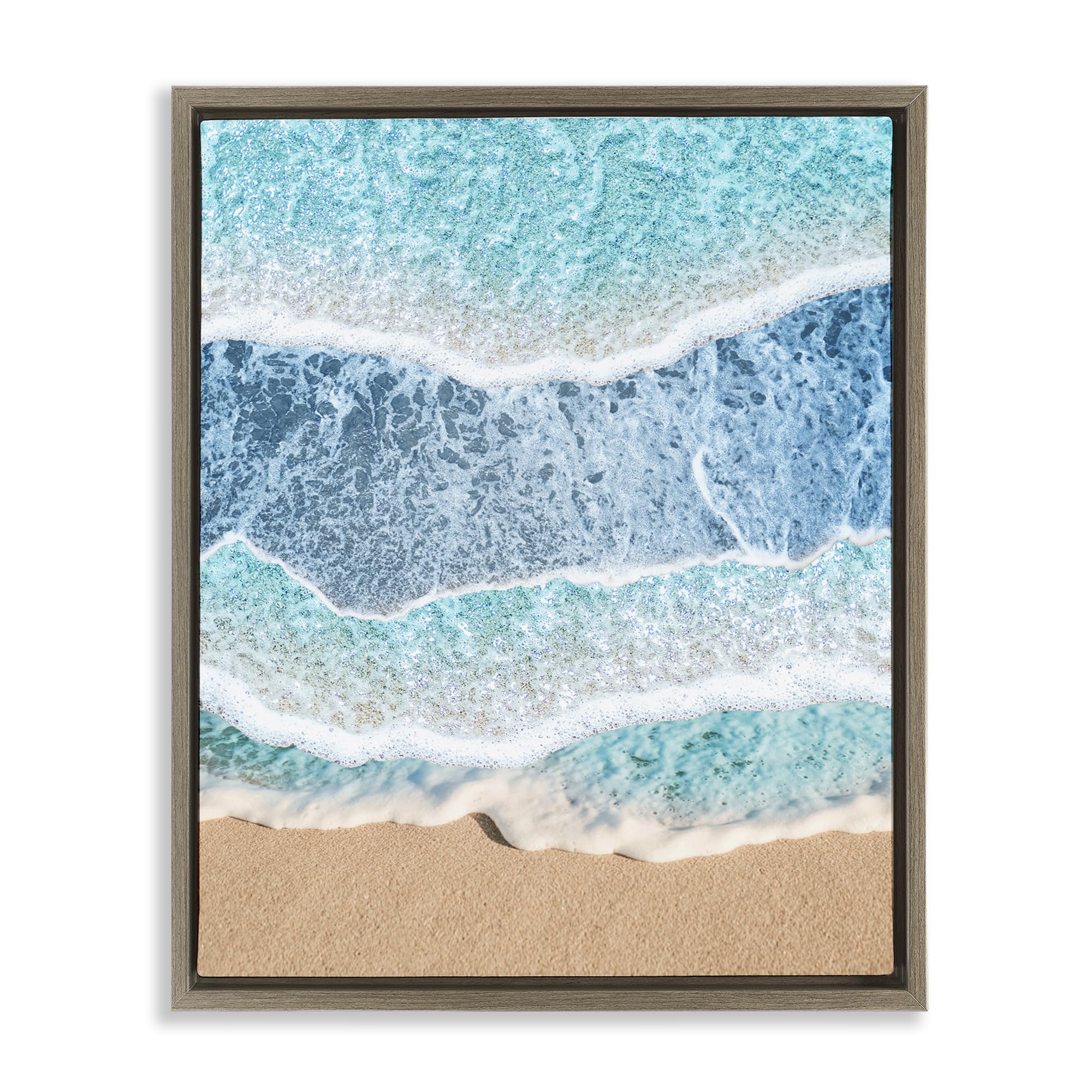 Stupell Industries Montalcino Elm (Textured) 'Overlapping Shore Waves'| Floating Frame Canvas Art