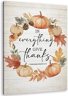 TLESKE Fall Christian Thanksgiving Pumpkins Wall Art Decor, Rustic Autum...