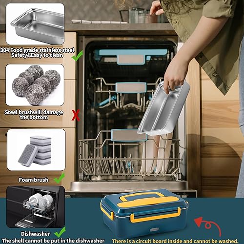 Miniatura 6 de Meng Ke'en Fiambrera eléctrica para adultos con calefacción Bento Box de 1.8 L, gran capacidad 1224110 V para automóvil, camión, oficina, hogar,