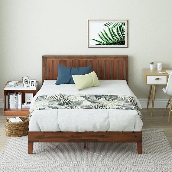 Zinus Vivek Deluxe Wood Platform Bed Frame with Headboard, Wood Slat Support, No Box Spring Needed, Easy Assembly, Twin