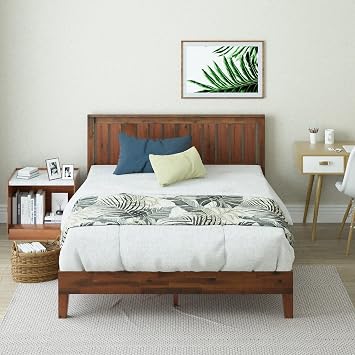 Zinus Vivek Deluxe Wood Platform Bed Frame with Headboard, Wood Slat Support, No Box Spring Needed, Easy Assembly, Twin