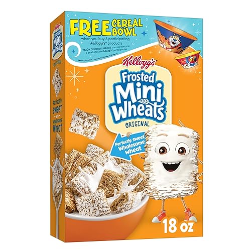 Miniatura 7 de Kellogg's Frosted Mini-Wheats - Cereal para desayuno frío, cereales de fibra, aperitivos para niños, miel dorada (10 cajas)